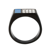 Alamode Two Tone IP Black (Ion Plating) Stainless Steel Ring with Top Grade Crystal in Clear - Alamode - Flyclothing LLC