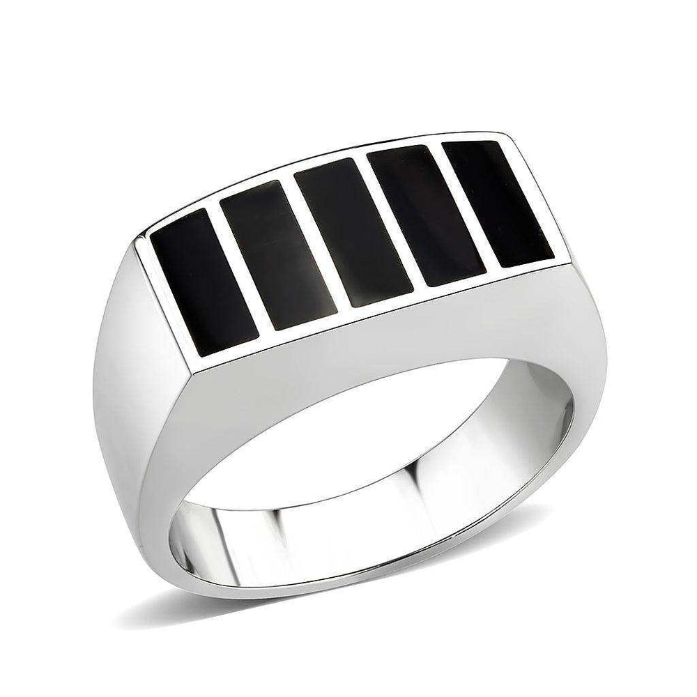 Alamode High polished (no plating) Stainless Steel Ring with Epoxy in Jet - Alamode - Flyclothing LLC