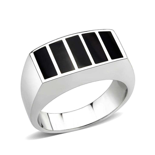 Alamode High polished (no plating) Stainless Steel Ring with Epoxy in Jet - Alamode - Flyclothing LLC
