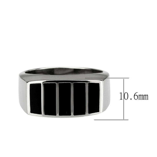 Alamode High polished (no plating) Stainless Steel Ring with Epoxy in Jet - Alamode - Flyclothing LLC
