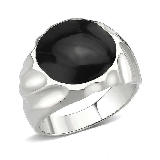 Alamode High polished (no plating) Stainless Steel Ring with Epoxy in Jet - Alamode - Flyclothing LLC