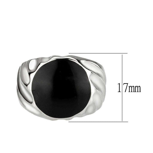 Alamode High polished (no plating) Stainless Steel Ring with Epoxy in Jet - Alamode - Flyclothing LLC