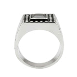 Alamode High polished (no plating) Stainless Steel Ring with AAA Grade CZ in Jet - Alamode - Flyclothing LLC