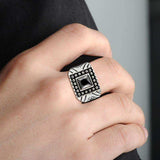 Alamode High polished (no plating) Stainless Steel Ring with AAA Grade CZ in Jet - Alamode - Flyclothing LLC
