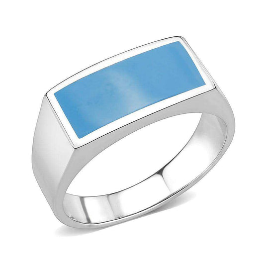 Alamode High polished (no plating) Stainless Steel Ring with Epoxy in SeaBlue - Alamode - Flyclothing LLC