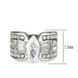 Alamode High polished (no plating) Stainless Steel Ring with AAA Grade CZ in Clear - Alamode - Flyclothing LLC