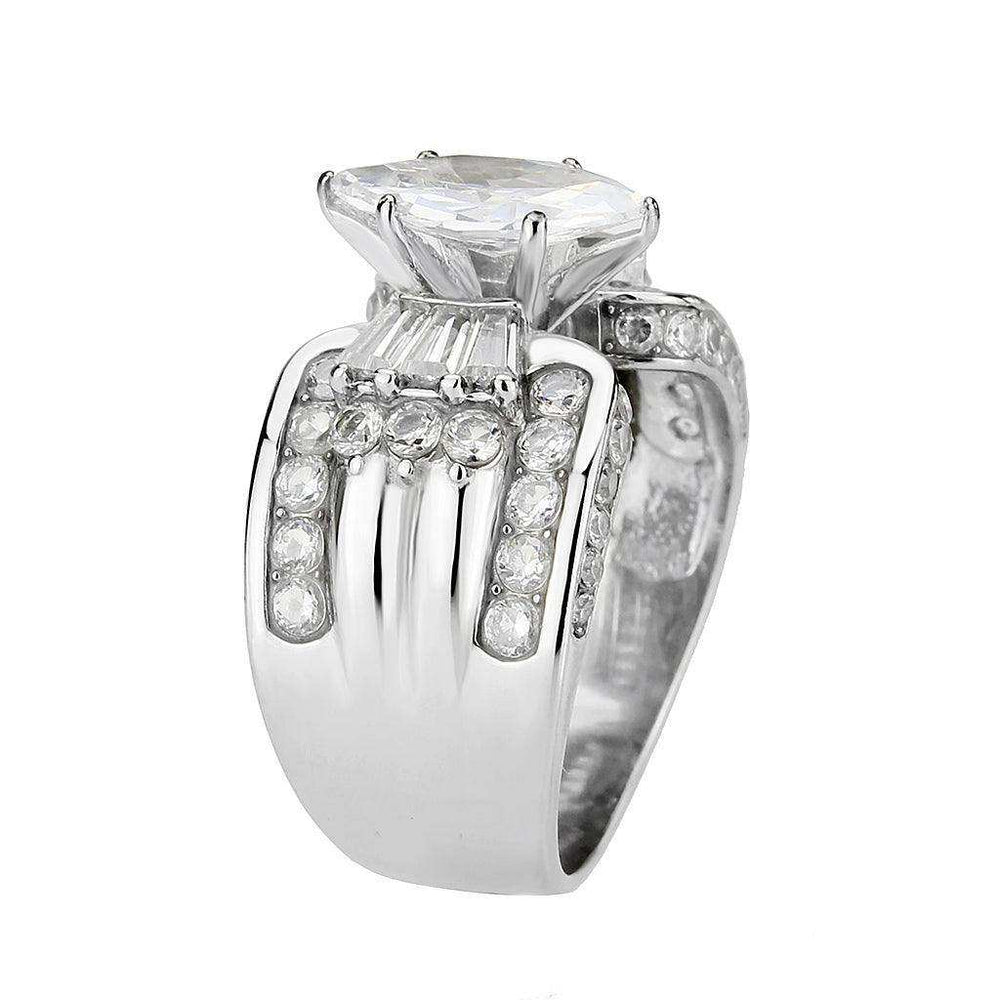 Alamode High polished (no plating) Stainless Steel Ring with AAA Grade CZ in Clear - Alamode - Flyclothing LLC
