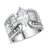 Alamode High polished (no plating) Stainless Steel Ring with AAA Grade CZ in Clear - Alamode - Flyclothing LLC