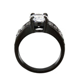 Alamode IP Black (Ion Plating) Stainless Steel Ring with AAA Grade CZ in Clear - Alamode - Flyclothing LLC