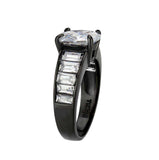 Alamode IP Black (Ion Plating) Stainless Steel Ring with AAA Grade CZ in Clear - Alamode - Flyclothing LLC