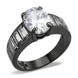 Alamode IP Black (Ion Plating) Stainless Steel Ring with AAA Grade CZ in Clear - Alamode - Flyclothing LLC