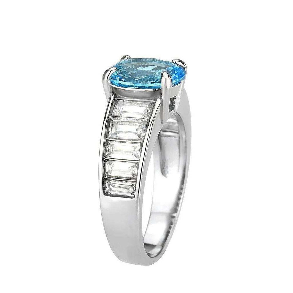 Alamode High polished (no plating) Stainless Steel Ring with Synthetic in SeaBlue - Alamode - Flyclothing LLC