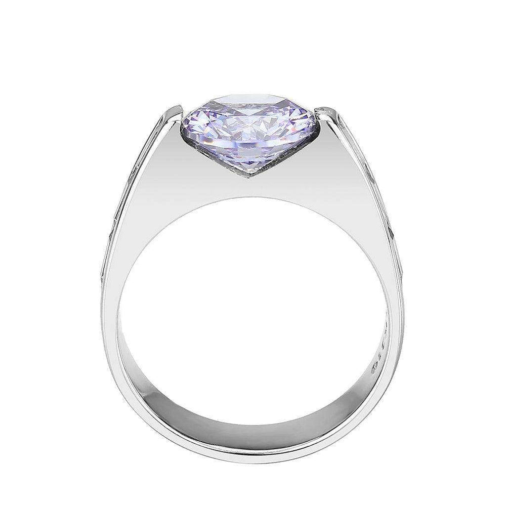 Alamode High polished (no plating) Stainless Steel Ring with AAA Grade CZ in LightAmethyst - Alamode - Flyclothing LLC