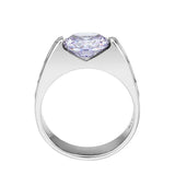 Alamode High polished (no plating) Stainless Steel Ring with AAA Grade CZ in LightAmethyst - Alamode - Flyclothing LLC