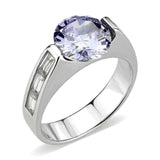 Alamode High polished (no plating) Stainless Steel Ring with AAA Grade CZ in LightAmethyst - Alamode - Flyclothing LLC