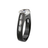 Alamode IP Black (Ion Plating) Stainless Steel Ring with AAA Grade CZ in Clear - Alamode - Flyclothing LLC