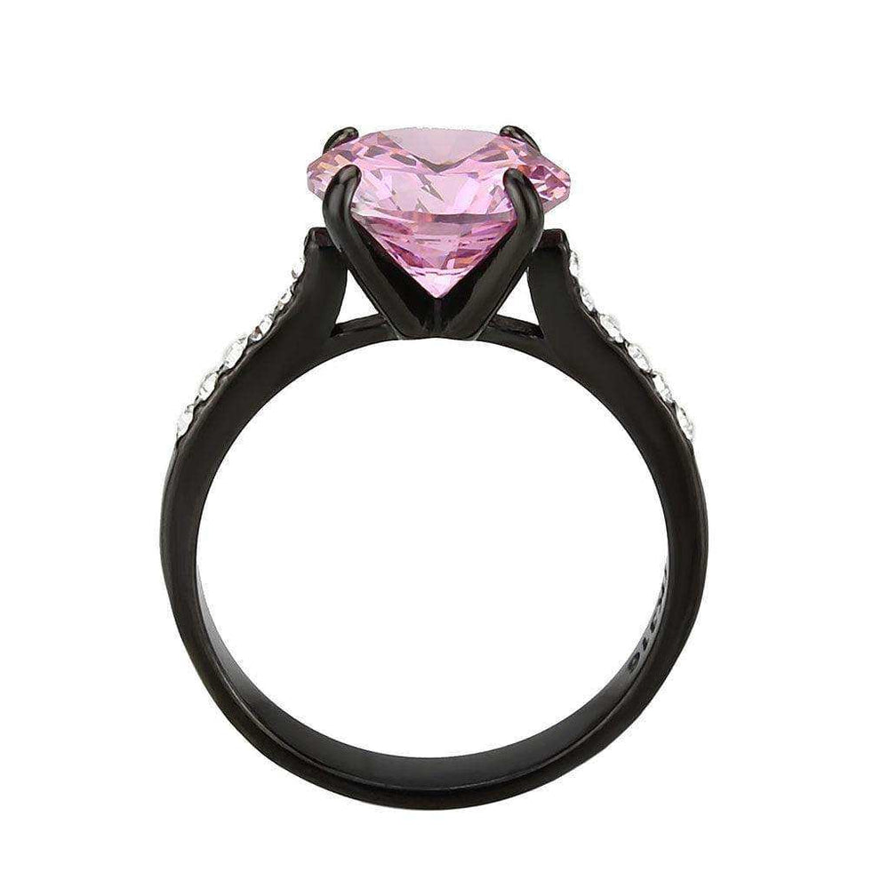 Alamode IP Black (Ion Plating) Stainless Steel Ring with AAA Grade CZ in Rose - Alamode - Flyclothing LLC