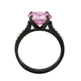Alamode IP Black (Ion Plating) Stainless Steel Ring with AAA Grade CZ in Rose - Alamode - Flyclothing LLC