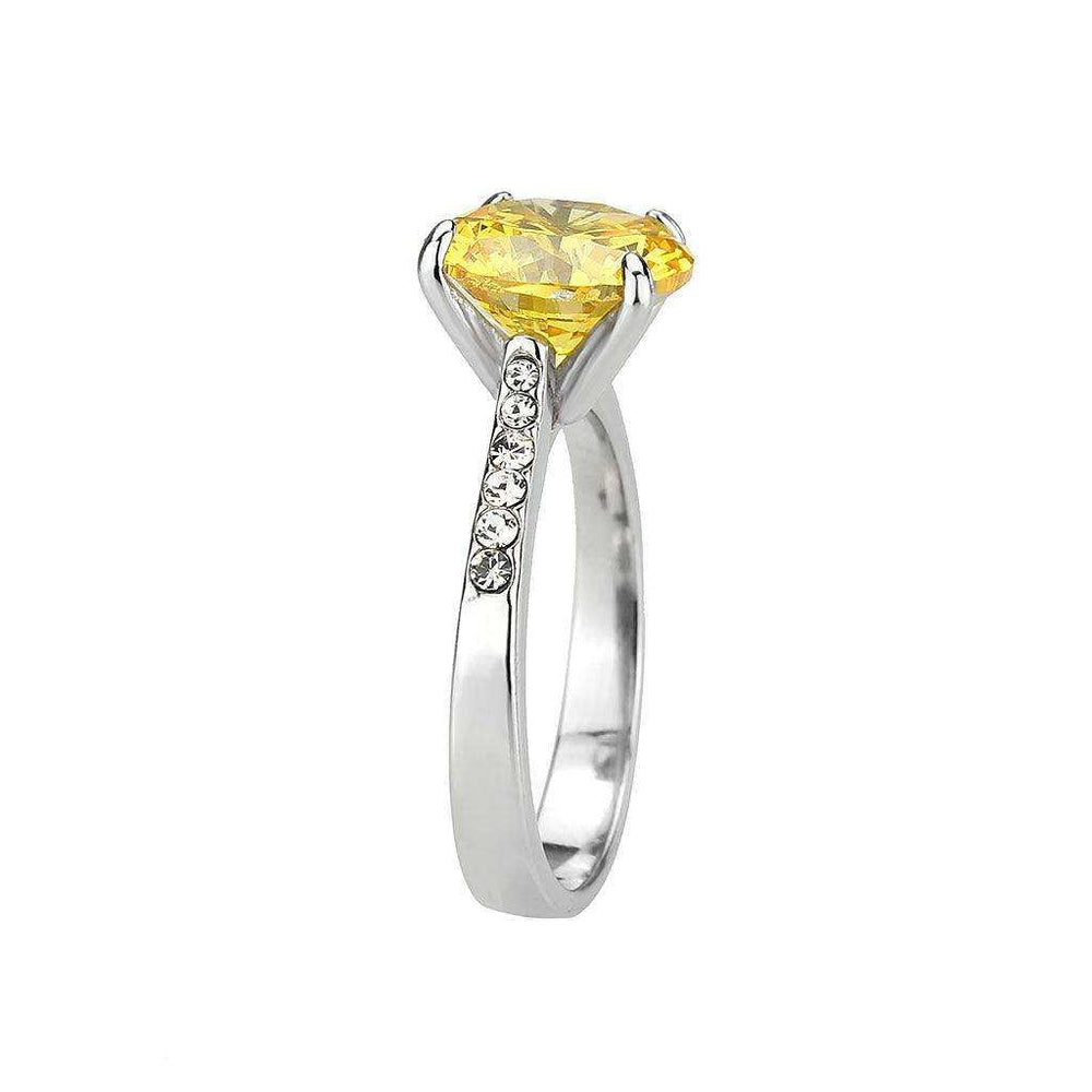 Alamode High polished (no plating) Stainless Steel Ring with AAA Grade CZ in Topaz - Alamode - Flyclothing LLC