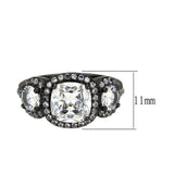 Alamode IP Black (Ion Plating) Stainless Steel Ring with AAA Grade CZ in Clear - Alamode - Flyclothing LLC