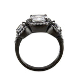 Alamode IP Black (Ion Plating) Stainless Steel Ring with AAA Grade CZ in Clear - Alamode - Flyclothing LLC