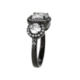 Alamode IP Black (Ion Plating) Stainless Steel Ring with AAA Grade CZ in Clear - Alamode - Flyclothing LLC