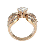 Alamode IP Rose Gold(Ion Plating) Stainless Steel Ring with AAA Grade CZ in Clear - Alamode - Flyclothing LLC
