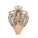 Alamode IP Rose Gold(Ion Plating) Stainless Steel Ring with AAA Grade CZ in Clear - Alamode - Flyclothing LLC