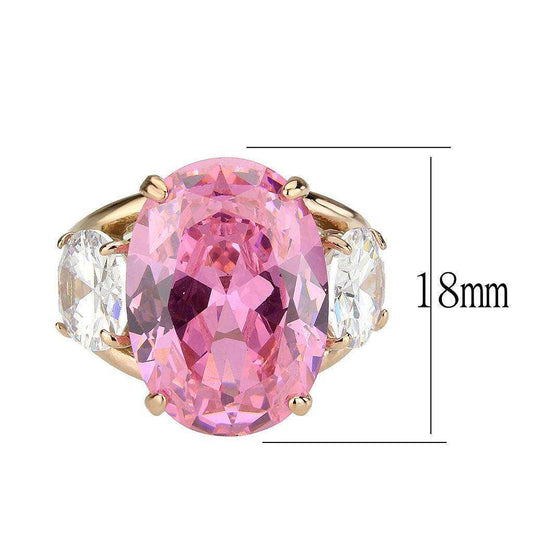 Alamode IP Rose Gold(Ion Plating) Stainless Steel Ring with AAA Grade CZ in Rose - Alamode - Flyclothing LLC