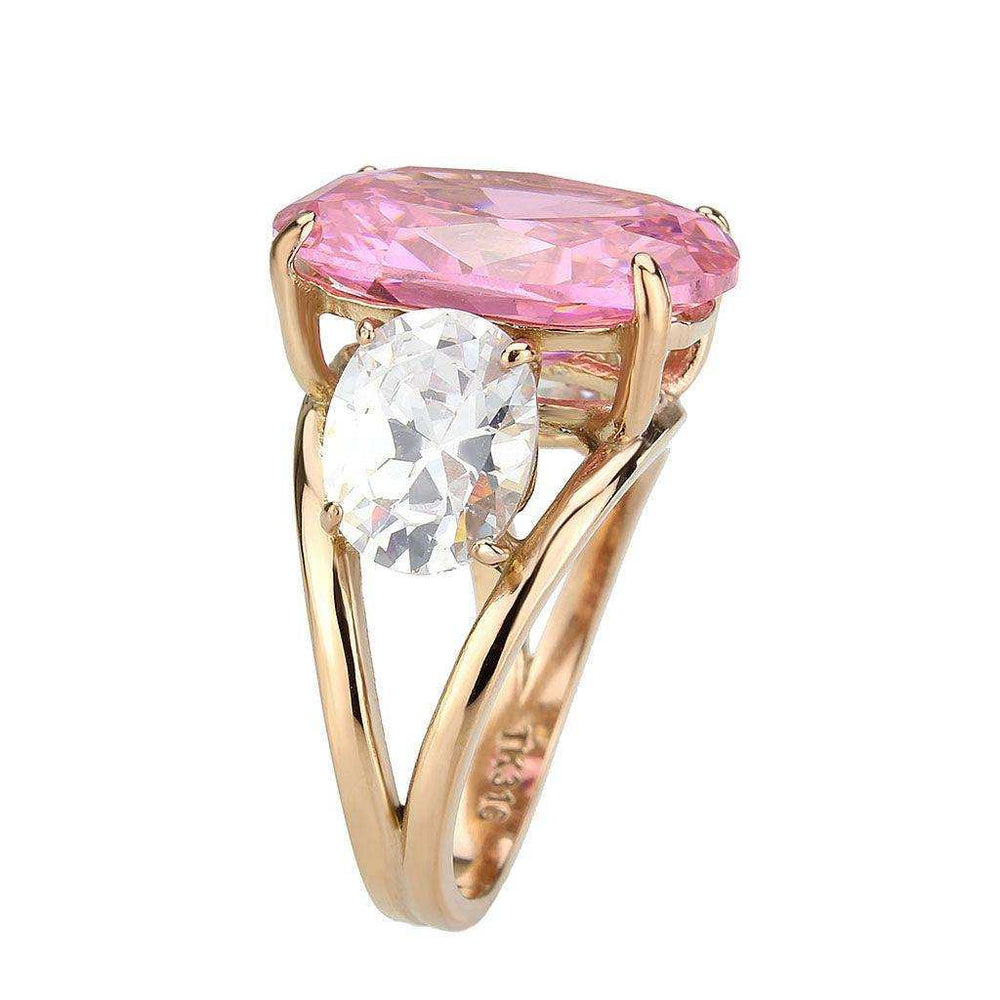 Alamode IP Rose Gold(Ion Plating) Stainless Steel Ring with AAA Grade CZ in Rose - Alamode - Flyclothing LLC