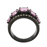 Alamode IP Black (Ion Plating) Stainless Steel Ring with AAA Grade CZ in Rose - Alamode - Flyclothing LLC