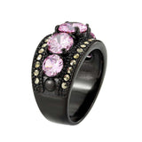 Alamode IP Black (Ion Plating) Stainless Steel Ring with AAA Grade CZ in Rose - Alamode - Flyclothing LLC