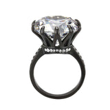 Alamode IP Black (Ion Plating) Stainless Steel Ring with AAA Grade CZ in Clear - Alamode - Flyclothing LLC