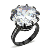 Alamode IP Black (Ion Plating) Stainless Steel Ring with AAA Grade CZ in Clear - Alamode - Flyclothing LLC