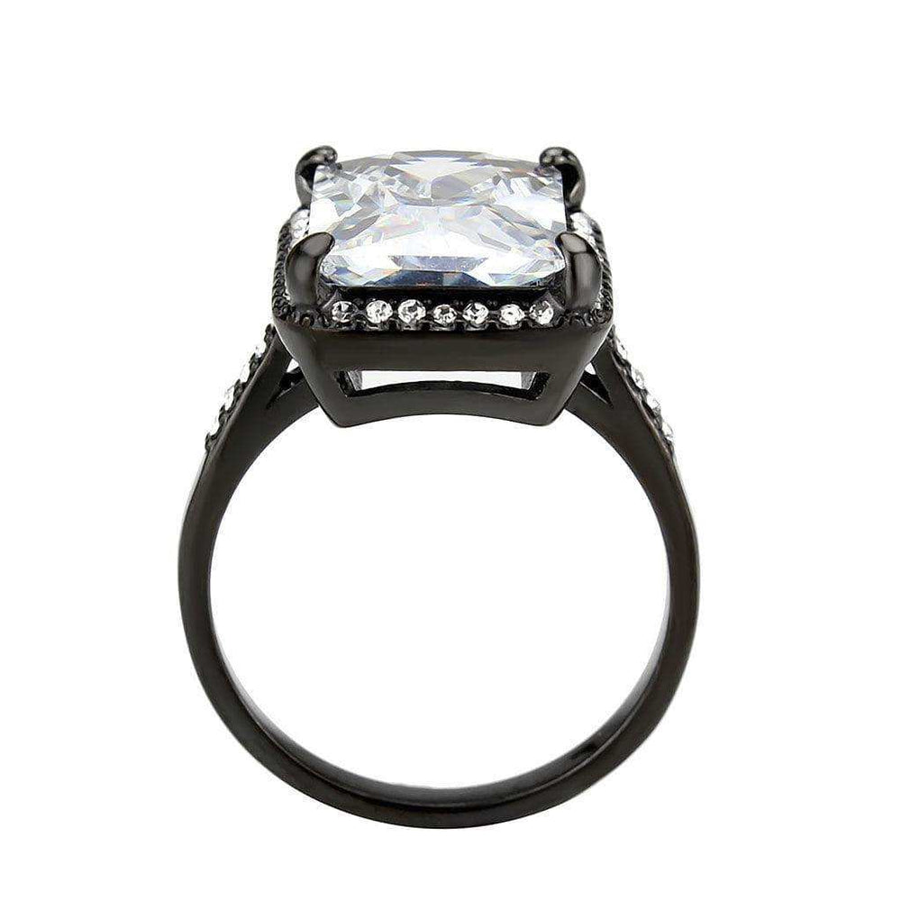 Alamode IP Black (Ion Plating) Stainless Steel Ring with AAA Grade CZ in Clear - Alamode - Flyclothing LLC