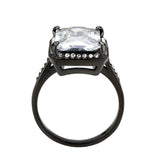 Alamode IP Black (Ion Plating) Stainless Steel Ring with AAA Grade CZ in Clear - Alamode - Flyclothing LLC