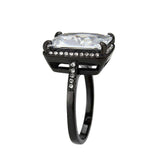 Alamode IP Black (Ion Plating) Stainless Steel Ring with AAA Grade CZ in Clear - Alamode - Flyclothing LLC