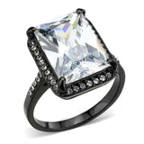 Alamode IP Black (Ion Plating) Stainless Steel Ring with AAA Grade CZ in Clear - Alamode - Flyclothing LLC