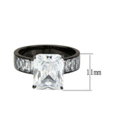 Alamode IP Black (Ion Plating) Stainless Steel Ring with AAA Grade CZ in Clear - Alamode - Flyclothing LLC