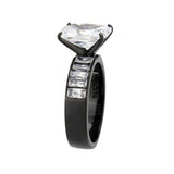 Alamode IP Black (Ion Plating) Stainless Steel Ring with AAA Grade CZ in Clear - Alamode - Flyclothing LLC
