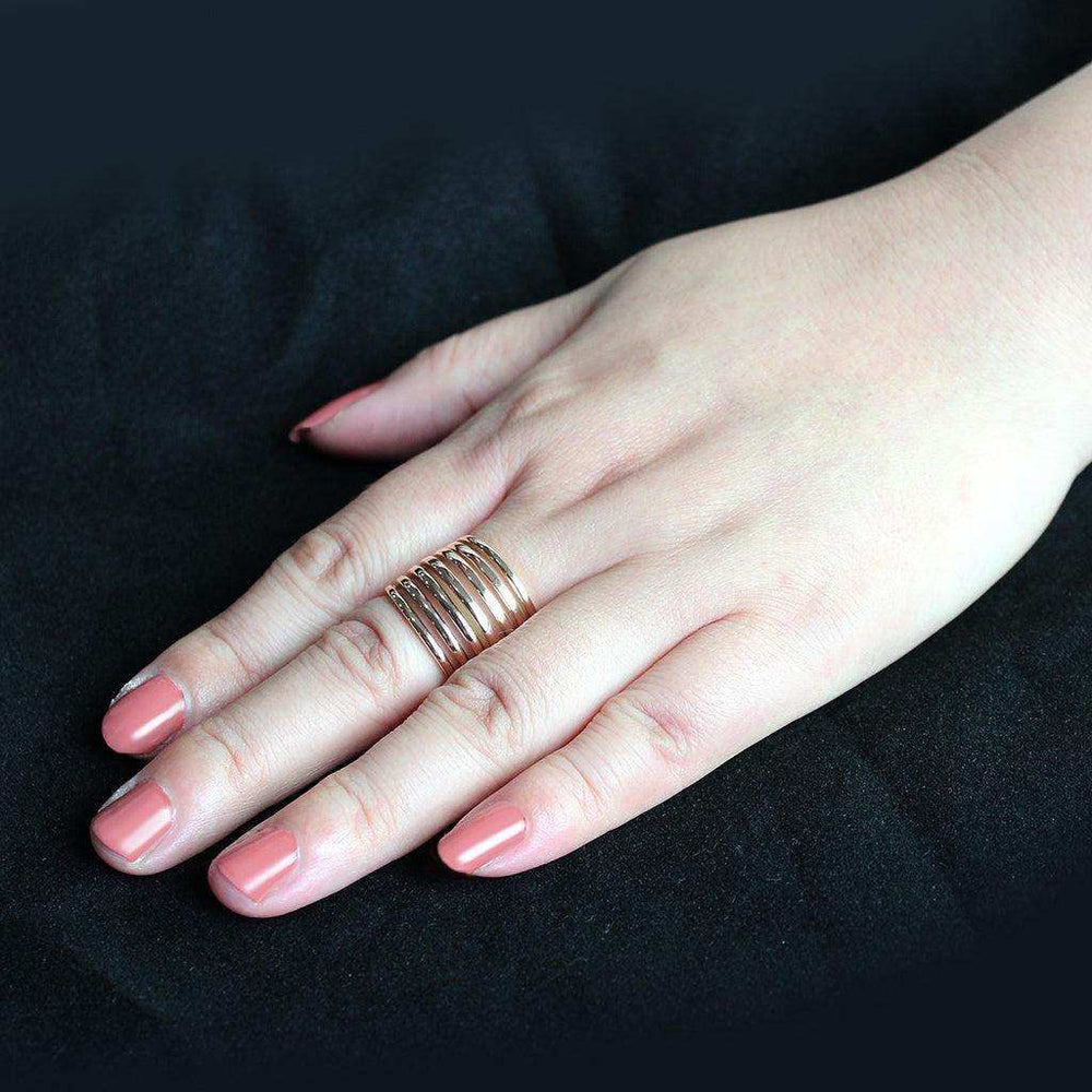 Alamode IP Rose Gold(Ion Plating) Stainless Steel Ring with NoStone in No Stone - Alamode - Flyclothing LLC