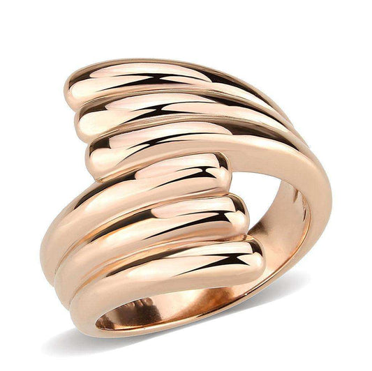 Alamode IP Rose Gold(Ion Plating) Stainless Steel Ring with NoStone in No Stone - Alamode - Flyclothing LLC