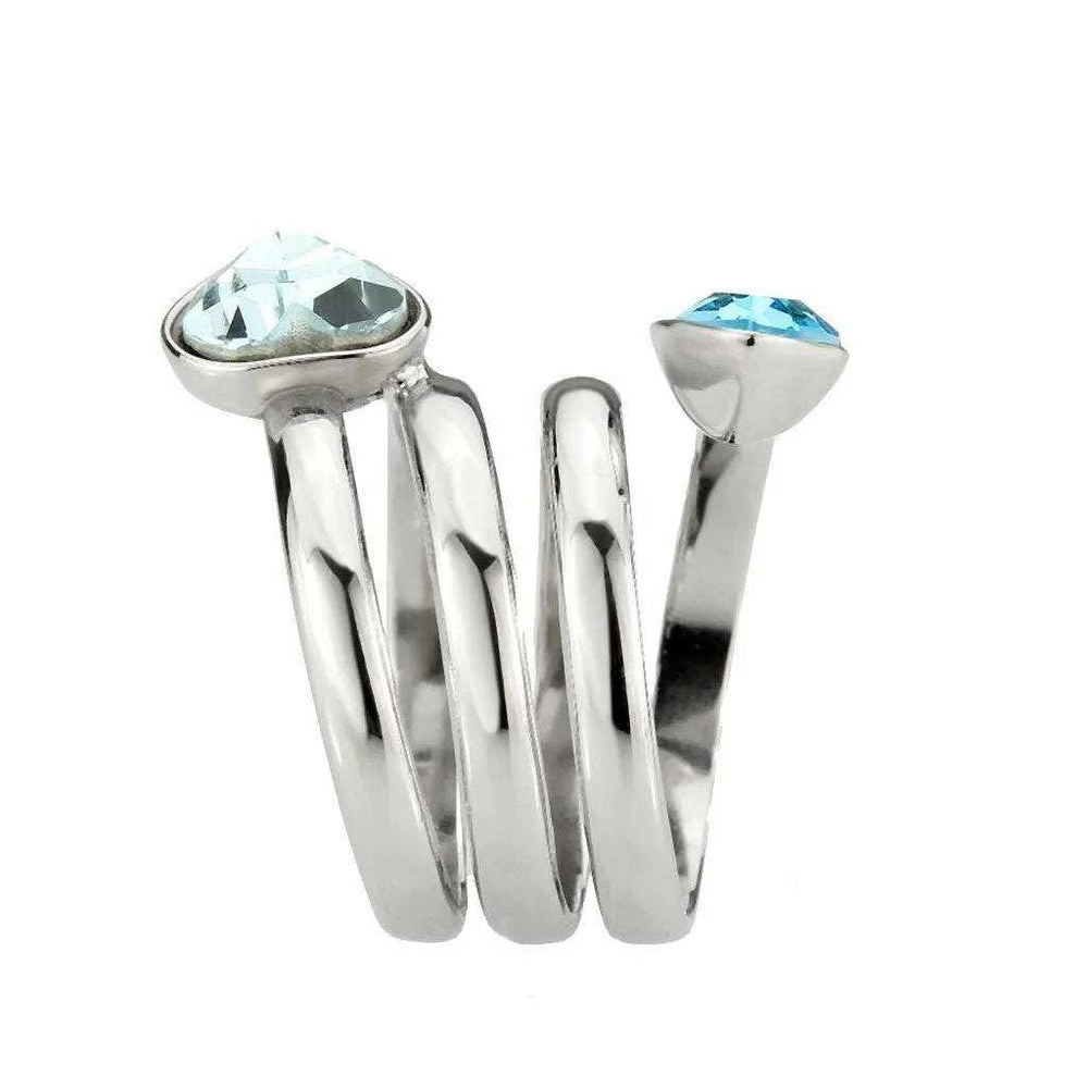 Alamode High polished (no plating) Stainless Steel Ring with Top Grade Crystal in SeaBlue - Alamode - Flyclothing LLC