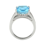 Alamode High polished (no plating) Stainless Steel Ring with Synthetic in SeaBlue - Alamode - Flyclothing LLC