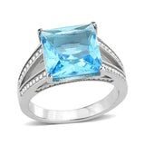 Alamode High polished (no plating) Stainless Steel Ring with Synthetic in SeaBlue - Alamode - Flyclothing LLC