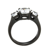 Alamode IP Black (Ion Plating) Stainless Steel Ring with AAA Grade CZ in Clear - Alamode - Flyclothing LLC