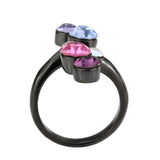 Alamode IP Black (Ion Plating) Stainless Steel Ring with Top Grade Crystal in MultiColor - Alamode - Flyclothing LLC