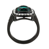 Alamode IP Black (Ion Plating) Stainless Steel Ring with Synthetic in Blue Zircon - Alamode - Flyclothing LLC