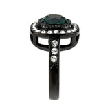 Alamode IP Black (Ion Plating) Stainless Steel Ring with Synthetic in Blue Zircon - Alamode - Flyclothing LLC