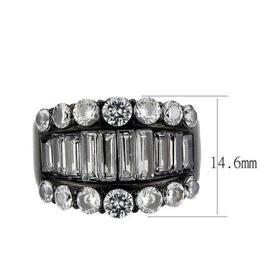 Alamode IP Black (Ion Plating) Stainless Steel Ring with AAA Grade CZ in Clear - Alamode - Flyclothing LLC
